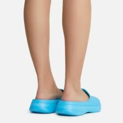 EGO Aldie Open Peep Toe Platform Slider Sandal In Blue Rubber -EGO Sales Store aldie 0493 copy