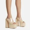 EGO Destination Woven Clear Perspex Square Peep Toe Platform Heel Mule In Nude -EGO Sales Store destination 1689 copy