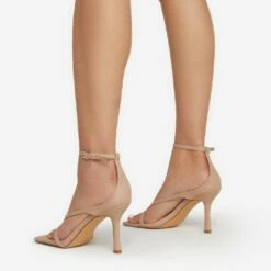 EGO Eve Square Toe Strappy Heel In Nude Faux Leather -EGO Sales Store eve 0177
