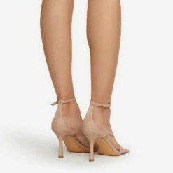 EGO Eve Square Toe Strappy Heel In Nude Faux Leather -EGO Sales Store eve 0178