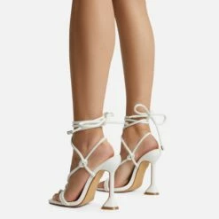 EGO Fiat Lace Up Square Toe Sculptured Heel In White Faux Leather -EGO Sales Store harmony 4193 1