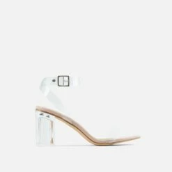 EGO Lena Barely There Perspex Block Clear Heel In Nude Patent -EGO Sales Store lena nude
