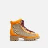 EGO Mountain Lace Up Chunky Sole Ankle Biker Boot In Orange Faux Leather -EGO Sales Store mountain 0663