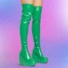 EGO New-Utopia Platform Wedge Over The Knee Thigh High Long Boot In Green Patent -EGO Sales Store new utopia green1 s