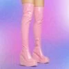 EGO New-Utopia Platform Wedge Over The Knee Thigh High Long Boot In Pink Patent -EGO Sales Store new utopia pink1 s