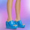EGO Ocean-Eyes Peep Toe Platform Wedge Heel Mule In Blue Rubber -EGO Sales Store ocean eyes blue1 s