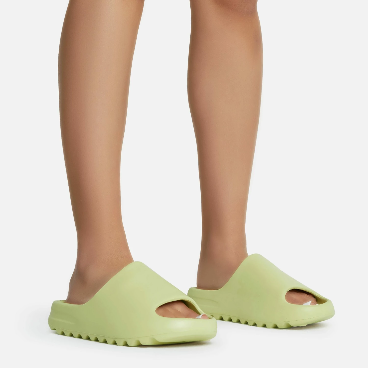 EGO Playoff Flat Slider Sandal In Khaki Rubber 4 EGO Playoff Flat Slider Sandal In Khaki Rubber - Image 2