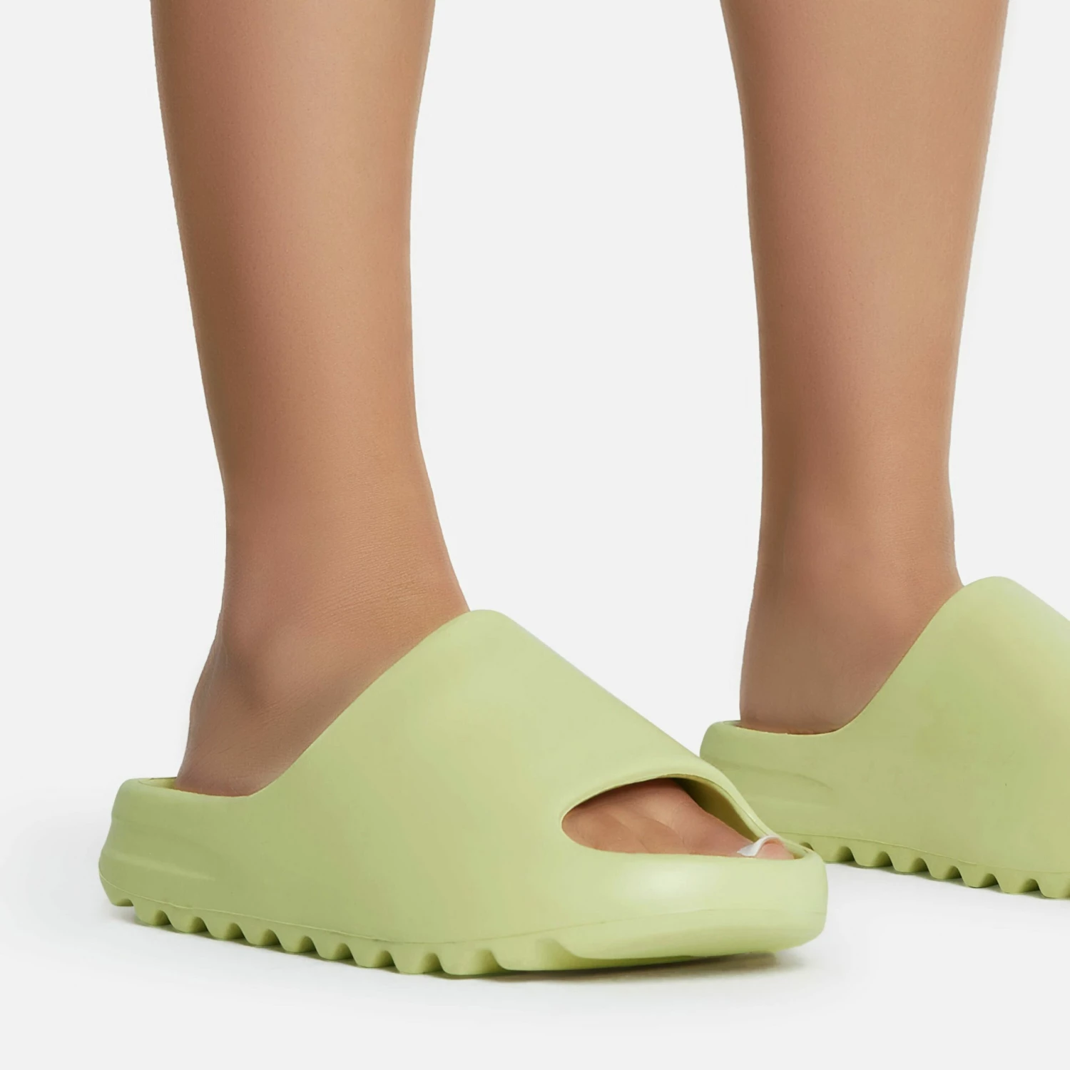 EGO Playoff Flat Slider Sandal In Khaki Rubber 5 EGO Playoff Flat Slider Sandal In Khaki Rubber - Image 3