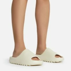 EGO Playoff Flat Slider Sandal In Off White Rubber -EGO Sales Store playoff 10818 copy