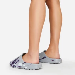 EGO Playoff Paint Stroke Effect Flat Slider Sandal In Grey Rubber -EGO Sales Store playoff lightblue 3