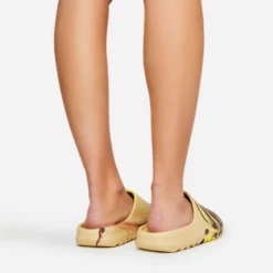 EGO Playoff Paint Stroke Effect Flat Slider Sandal In Nude Rubber -EGO Sales Store playoff nude 4