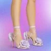 EGO Rosalia Lace Up Knotted Strap 3D Rose Detail Square Toe Stiletto Heel In Lilac Faux Leather -EGO Sales Store rosalia lilac1 s