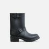 EGO Senorita Buckle Detail Chunky Sole Ankle Wellington Biker Boot In Black Rubber -EGO Sales Store sandrita 8222