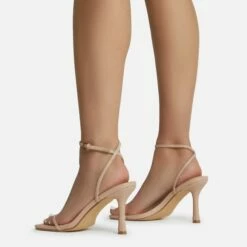EGO Savannah Barely There Square Toe Heel In Nude Faux Leather -EGO Sales Store savannah 15657 copy