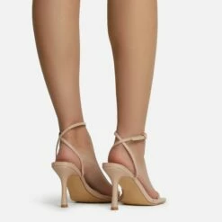 EGO Savannah Barely There Square Toe Heel In Nude Faux Leather -EGO Sales Store savannah 15658 copy