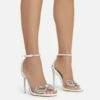 EGO Sugar-Coated Diamante Bow Detail Square Toe Clear Perspex Heel In White Faux Leather -EGO Sales Store sugarcoated 11081 copy