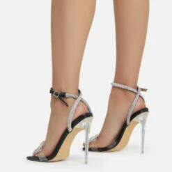 EGO Sugar-Coated Diamante Bow Detail Square Toe Clear Perspex Heel In Black Faux Leather -EGO Sales Store sugarcoated 11087 copy