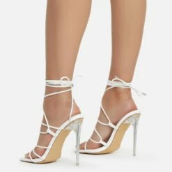 EGO Sunbathe Square Toe Lace Up Clear Perspex Heel In White Faux Leather -EGO Sales Store sunbathe 11162 copy