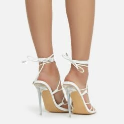 EGO Sunbathe Square Toe Lace Up Clear Perspex Heel In White Faux Leather -EGO Sales Store sunbathe 11163 copy