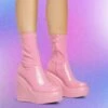 EGO Super-Nova Platform Wedge Ankle Sock Boot In Pink Patent -EGO Sales Store super nova pink1 s