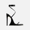 EGO Superlit Lace Up Square Toe Sculptured Platform Stiletto Heel In Black Faux Leather -EGO Sales Store superlit 1365