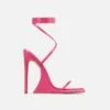 EGO Superlit Lace Up Square Toe Sculptured Platform Stiletto Heel In Pink Faux Leather -EGO Sales Store superlit 1367