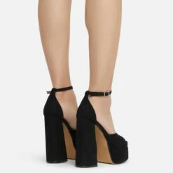 EGO That-Extra Peep Toe Platform Block Heel In Black Faux Suede -EGO Sales Store thatextra 11218 copy