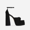 EGO That-Extra Peep Toe Platform Block Heel In Black Faux Suede -EGO Sales Store thatextra 11241