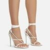 EGO True Square Toe Lace Up Clear Perspex Heel In White Faux Leather -EGO Sales Store true 11124 copy